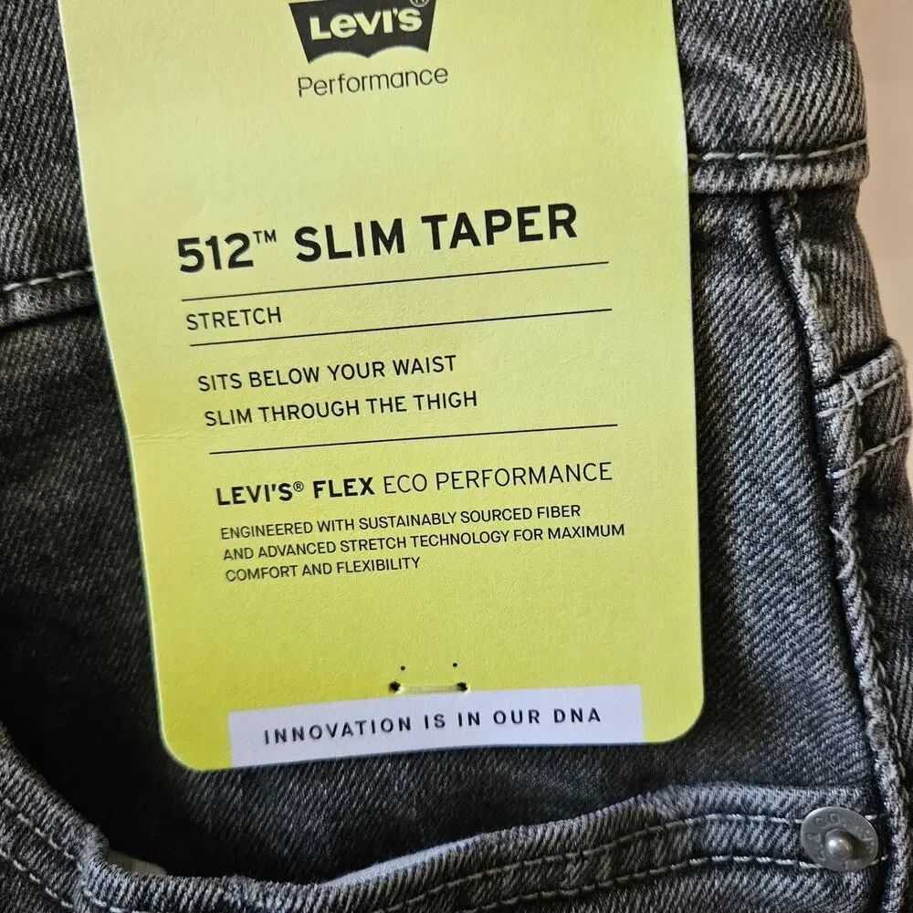 Levi's [Flaw] 512 Slim Taper Black Distressed Paint Splatter Stretch 33x32(30.5)